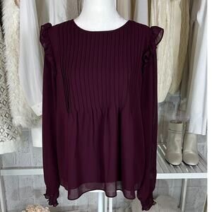 Alison Joy Women's Size M Purple Lightweight Blouse Baby Doll Blouse #0376